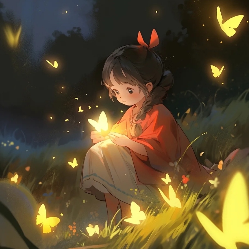 Avatar anime sáng cô bé cùng những chú bươm bướm