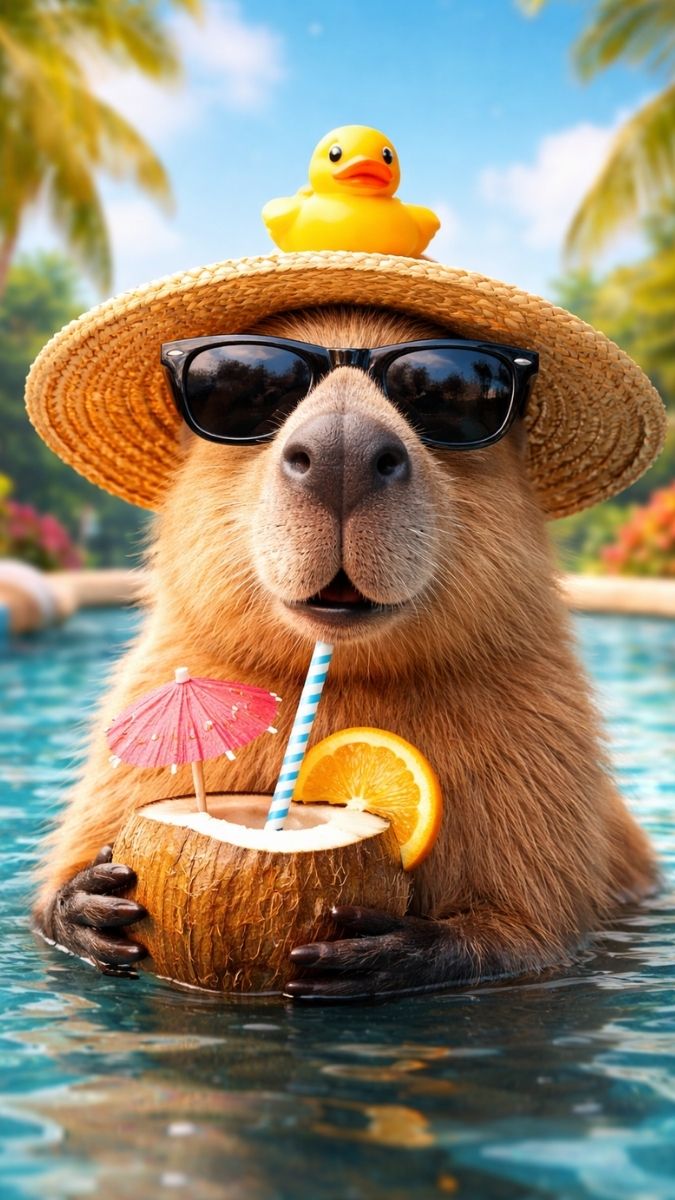 Hình nền Capybara vô tri 3D chân thực