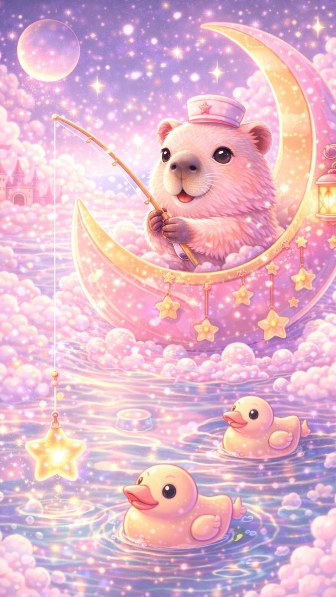 Hình nền Capybara câu vịt