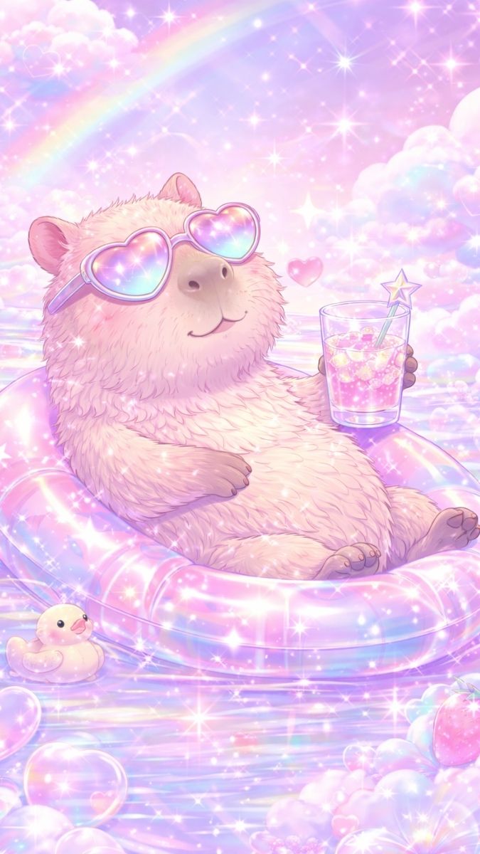 Hình nền điện thoại Capybara phong cách Holography