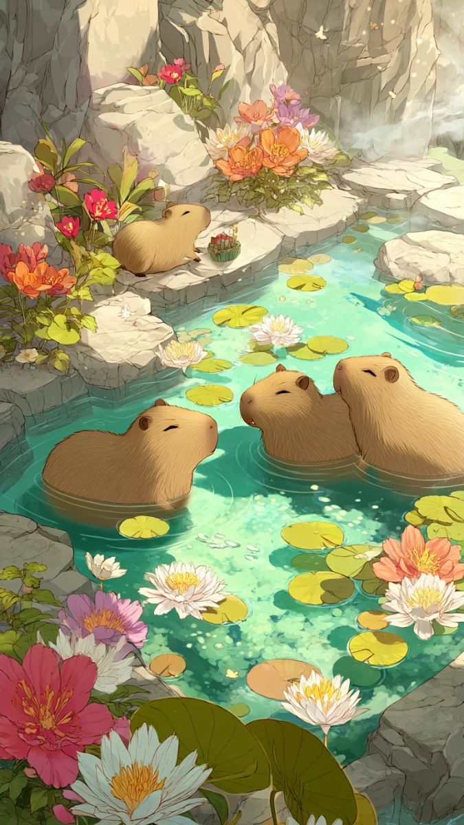 Hình nền Capybara thư giãn