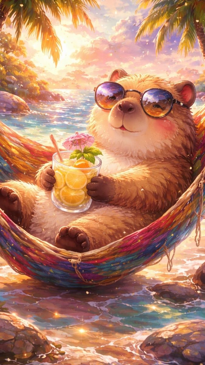 Hình nền Capybara đang nhàn nhã