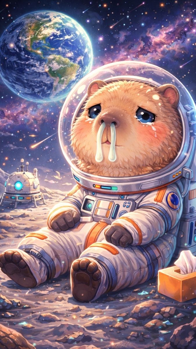 Hình nền Capybara chảy nước mũi ngoài không gian