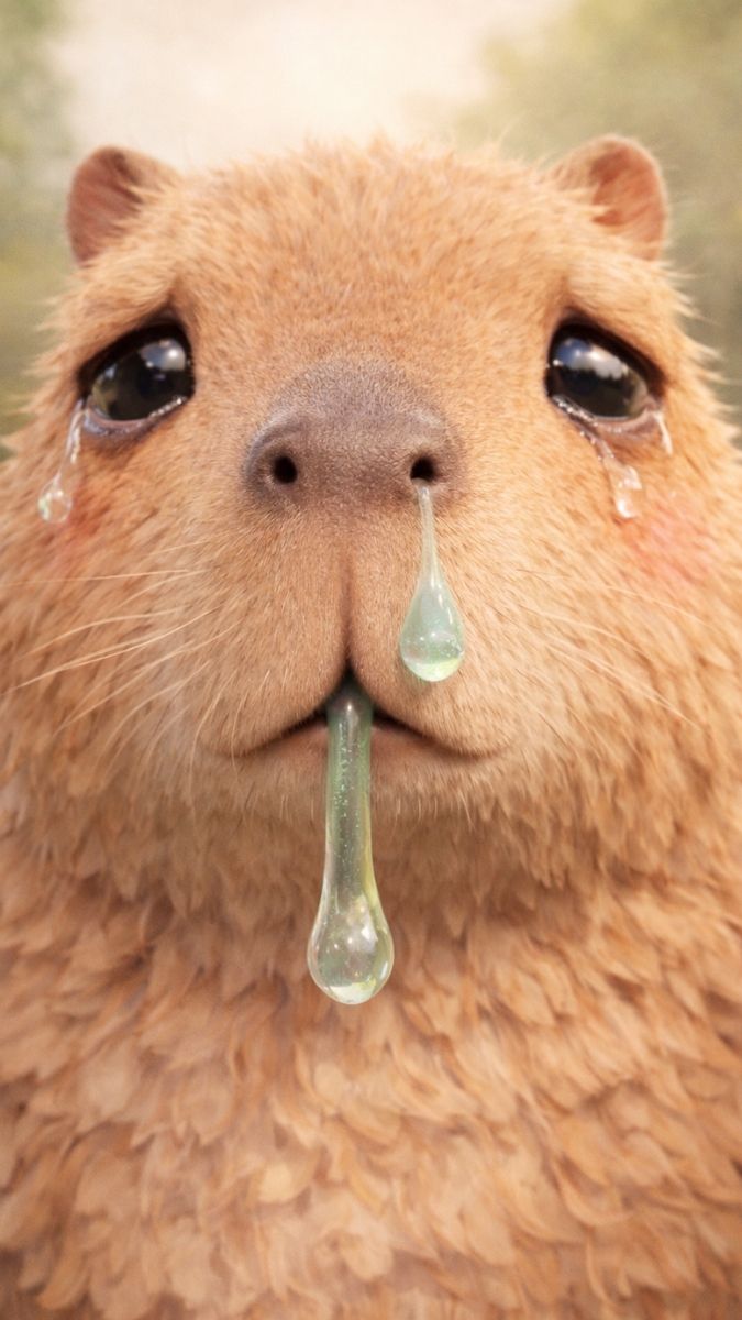 Hình nền Capybara nhỏ nước mũi