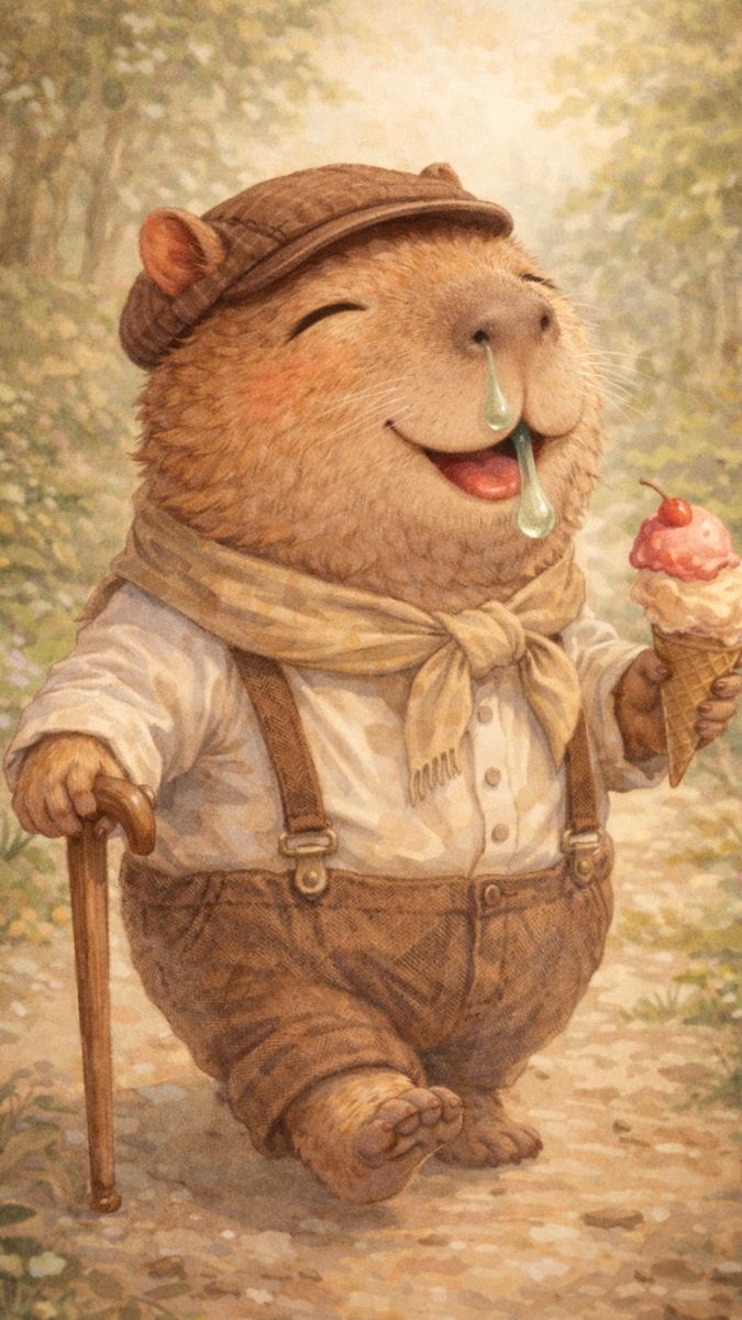 Hình nền Capybara chảy nước mũi vui vẻ