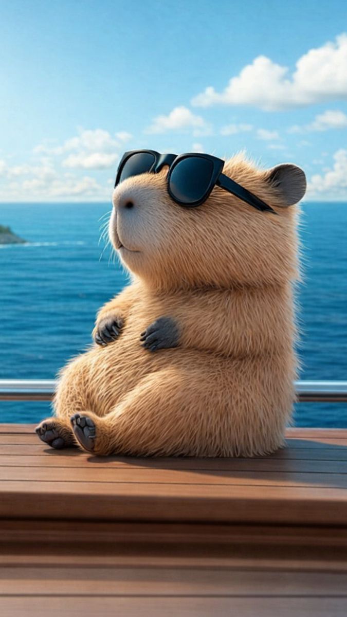 Hình nền Capybara ngầu phong cách 3D