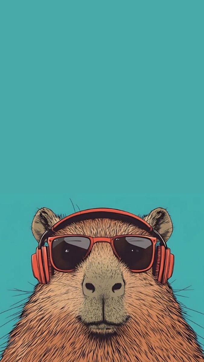 Hình nền Capybara nghe nhạc cực chất