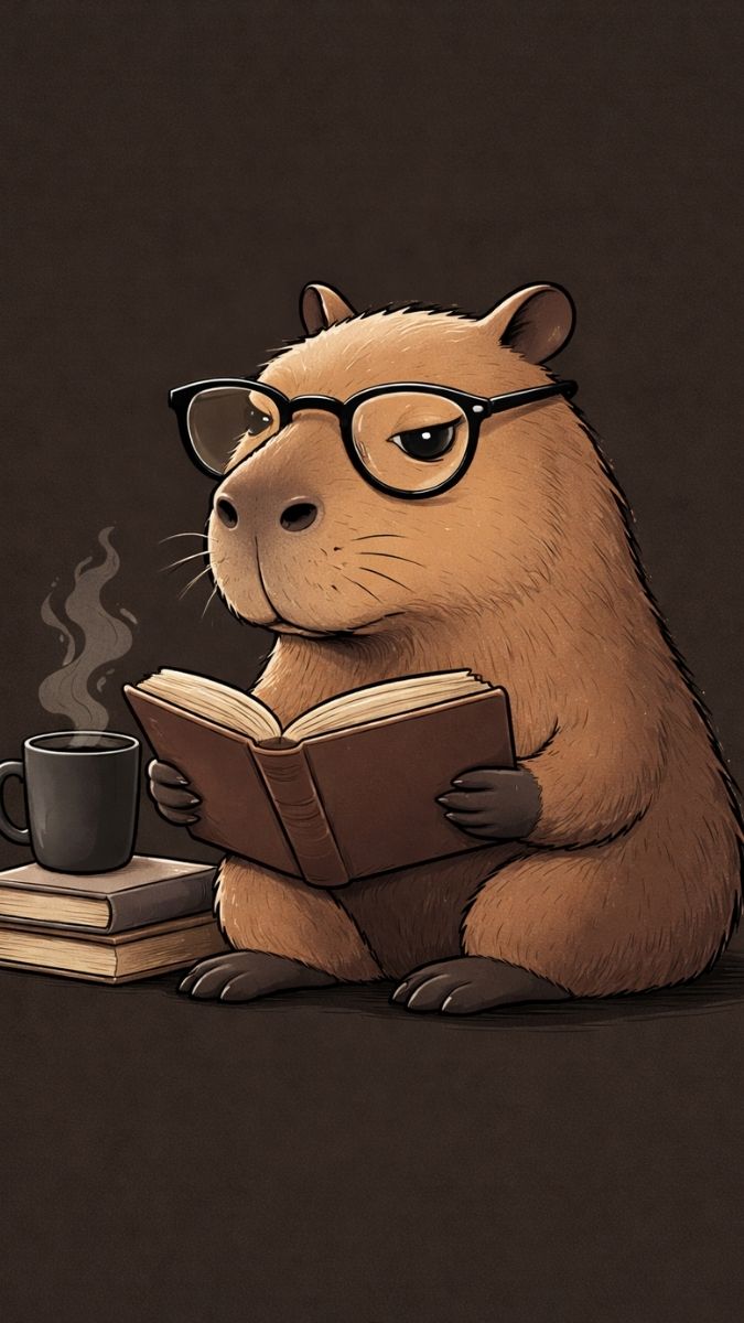 Hình nền Capybara đọc sách
