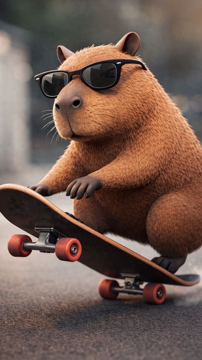 Hình nền Capybara trượt ván