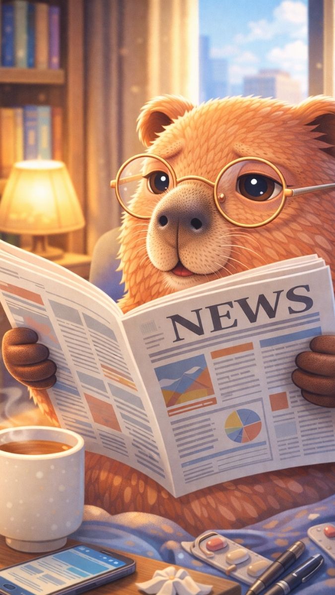 Hình nền Capybara đọc báo