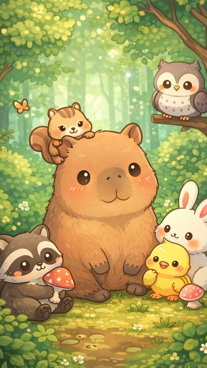 Hình nền Capybara và các loài vật trong rừng