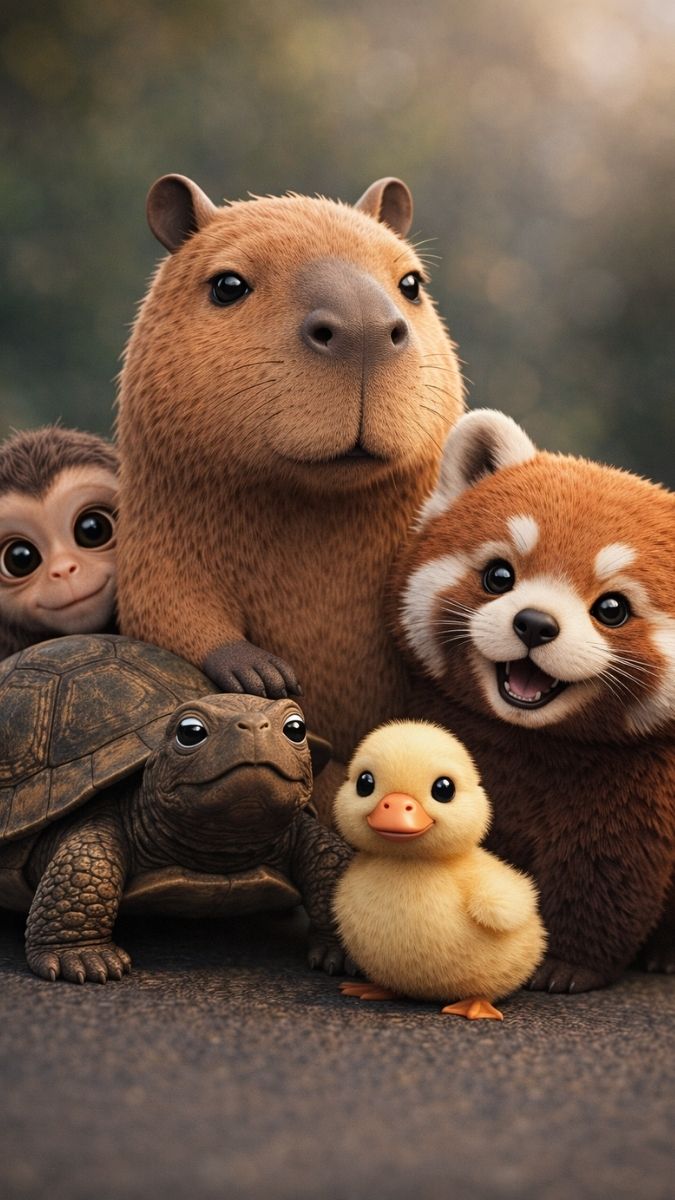 Hình nền Capybara cùng nhiều con vật