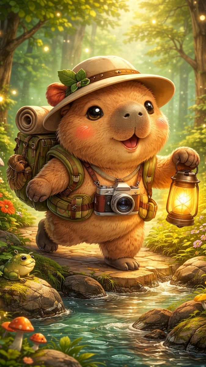 Hình nền Capybara cầm máy ảnh