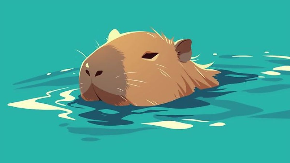 Hình nền Capybara 4K đang bơi