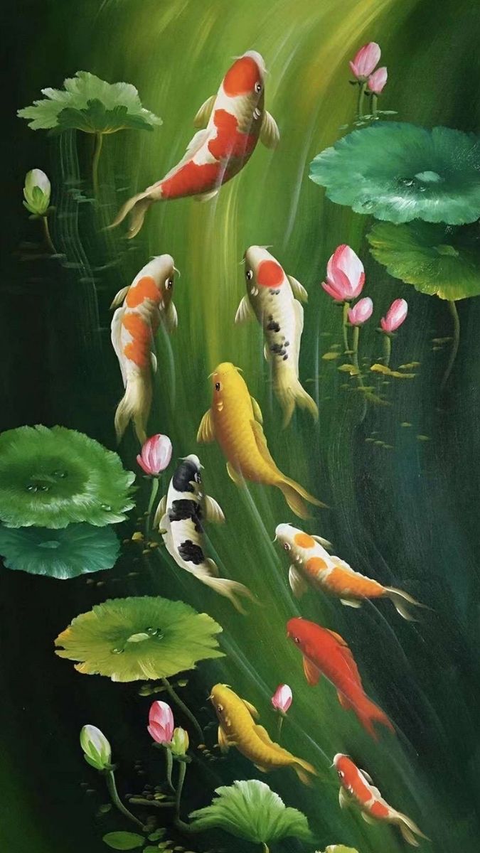 Hình nền cá chép hoa sen trừu tượng