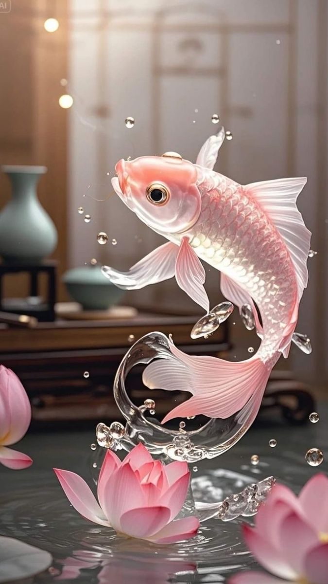 Hình nền cá chép hoa sen