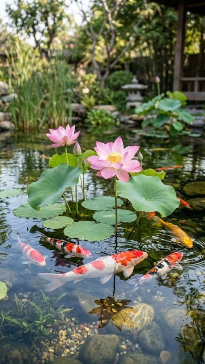 Hình nền cá chép hoa sen thự tế