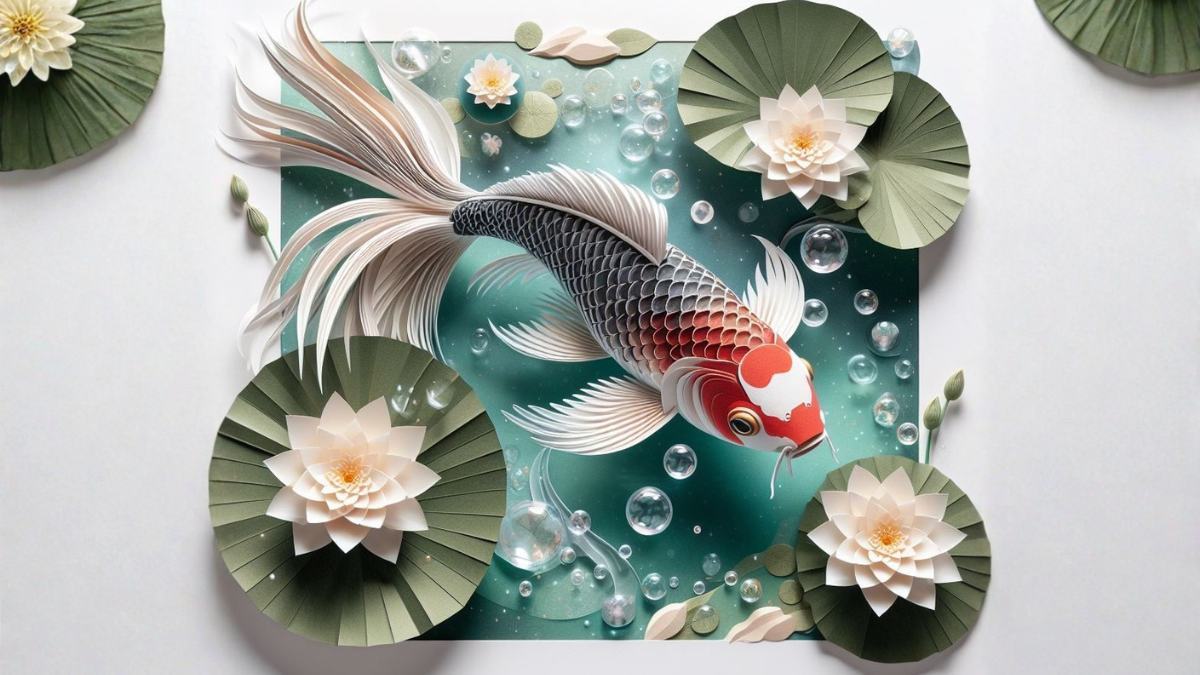 Hình nền cá chép hoa sen tranh treo tường