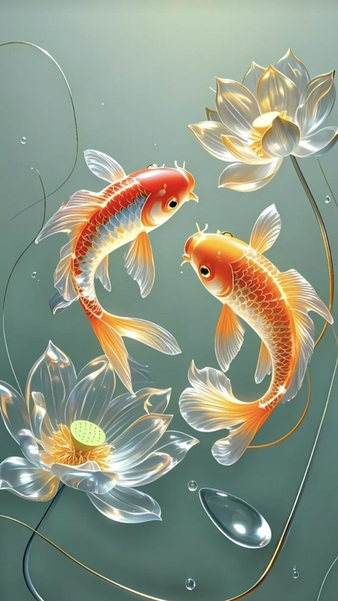 Hình nền cá chép hoa sen thanh cao