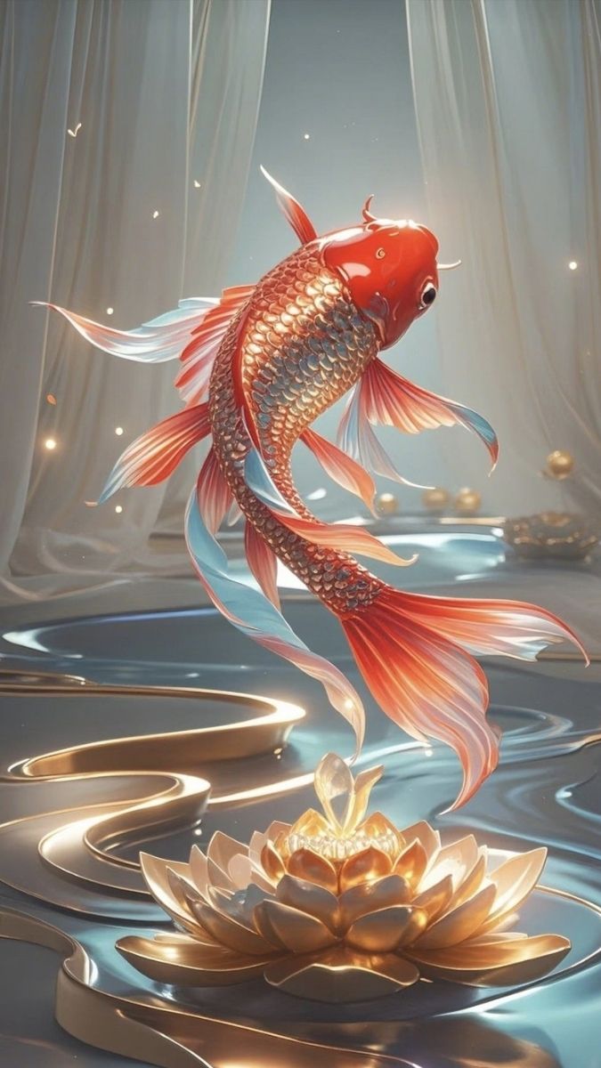 Hình nền cá chép hoa sen đẹp ấn tượng