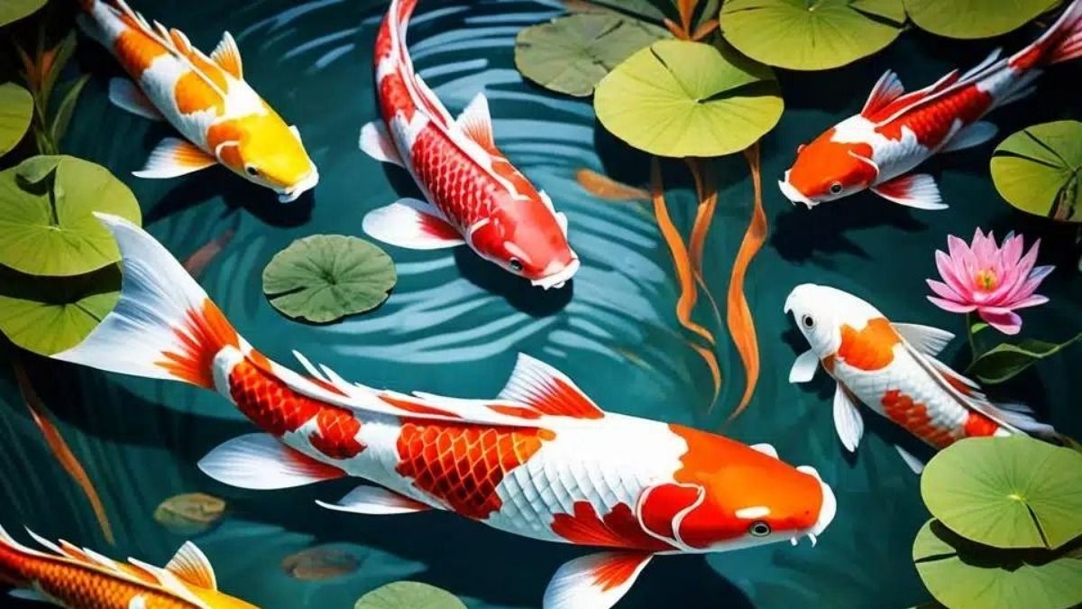 Hình nền cá chép hoa sen may mắn, phước lành