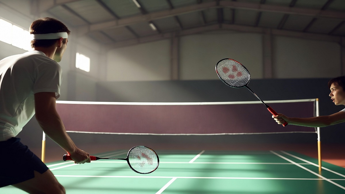 Hình nền cầu lông với 2 tay vợt