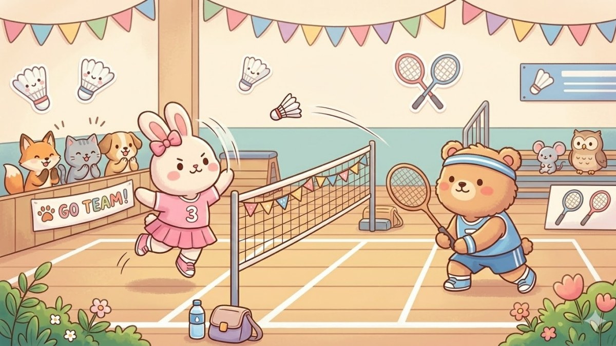 Hình nền cầu lông cute của thỏ và gấu