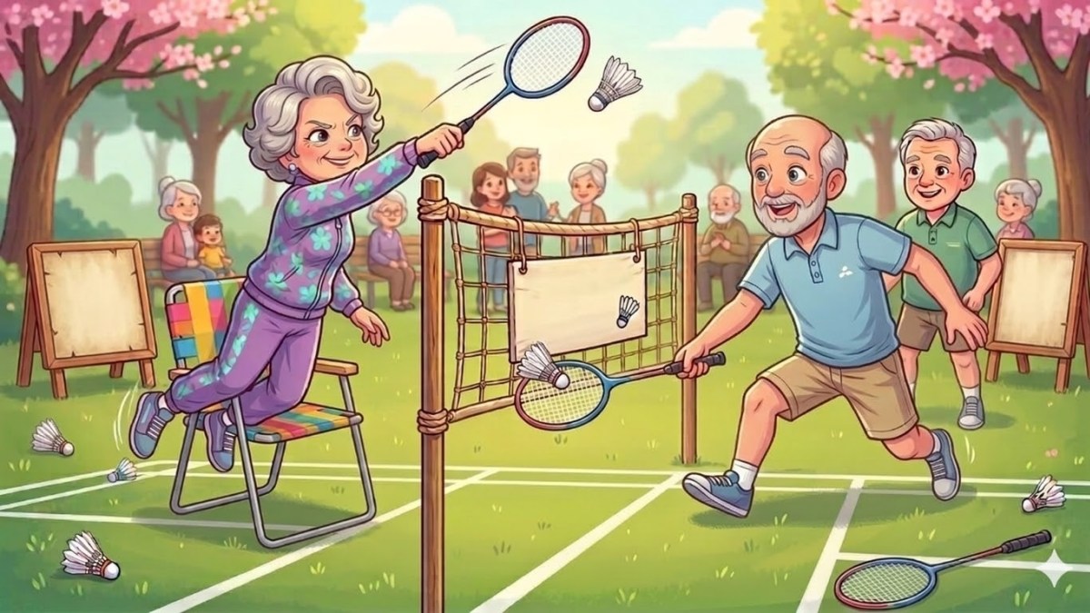 Hình nền cầu lông - Các ông bà chơi cầu lông