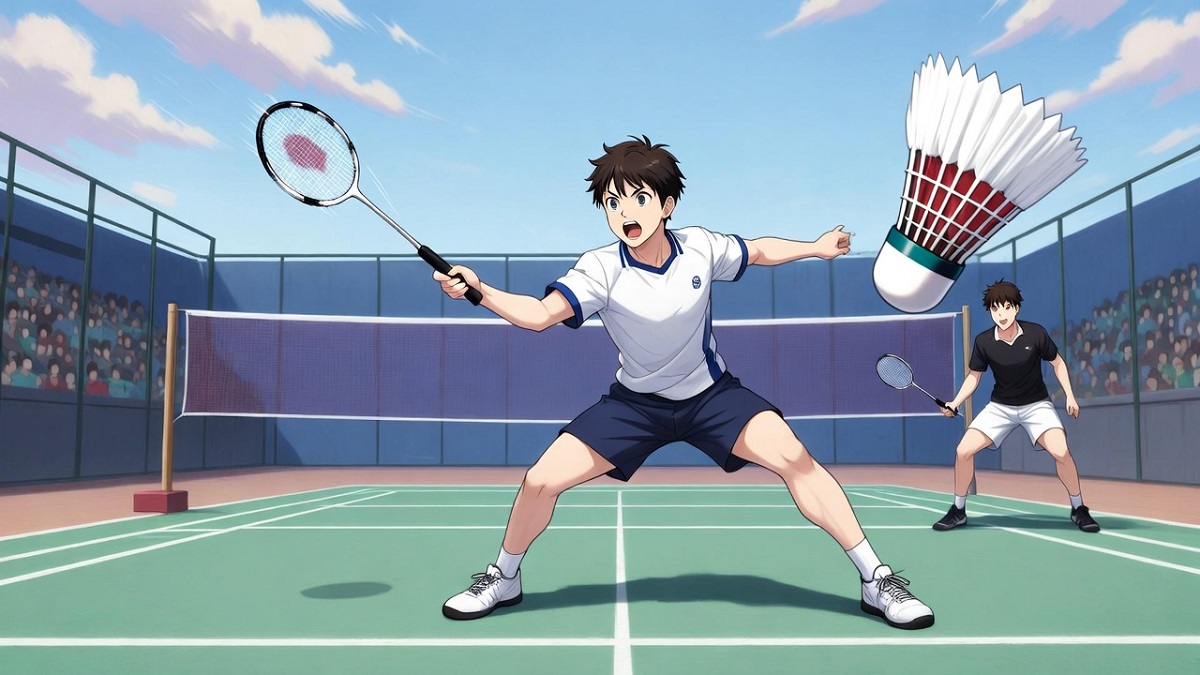 Hình nền cầu lông với chàng trai phong cách anime