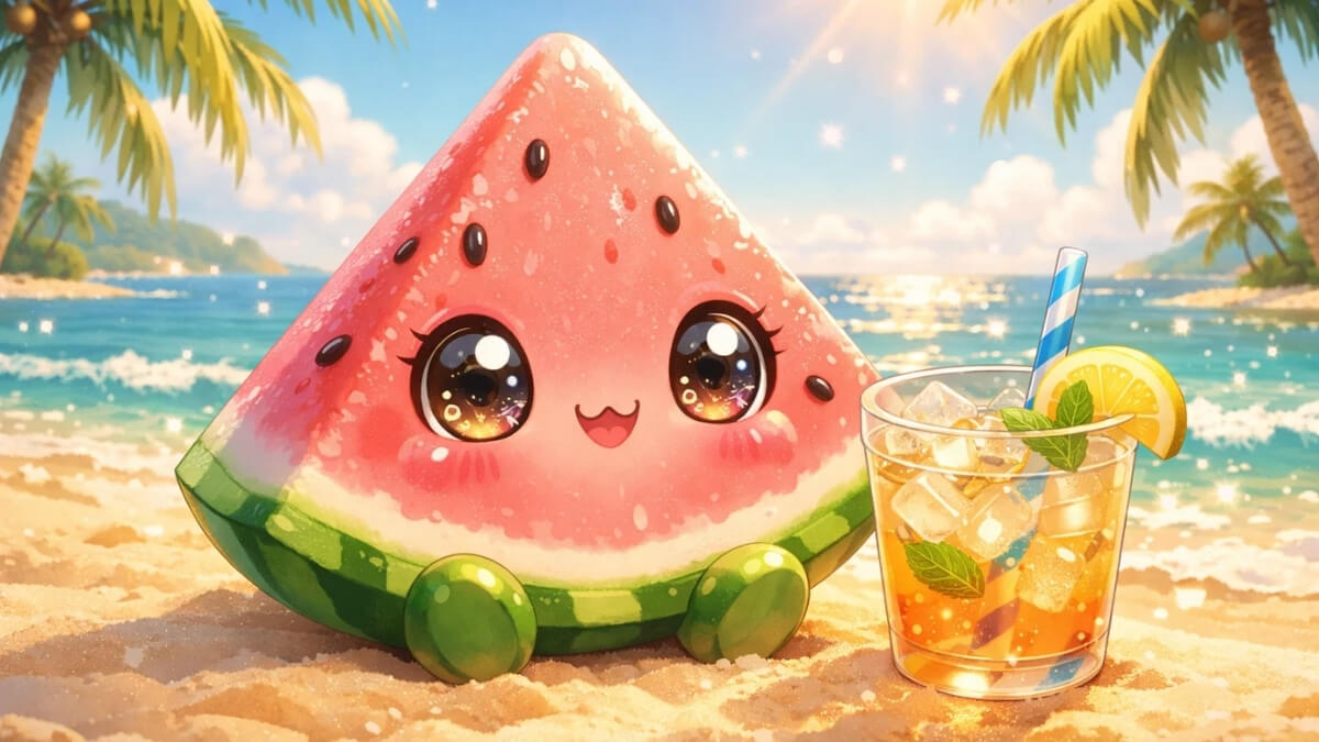 Hình nền quả dưa hấu cute giải nhiệt