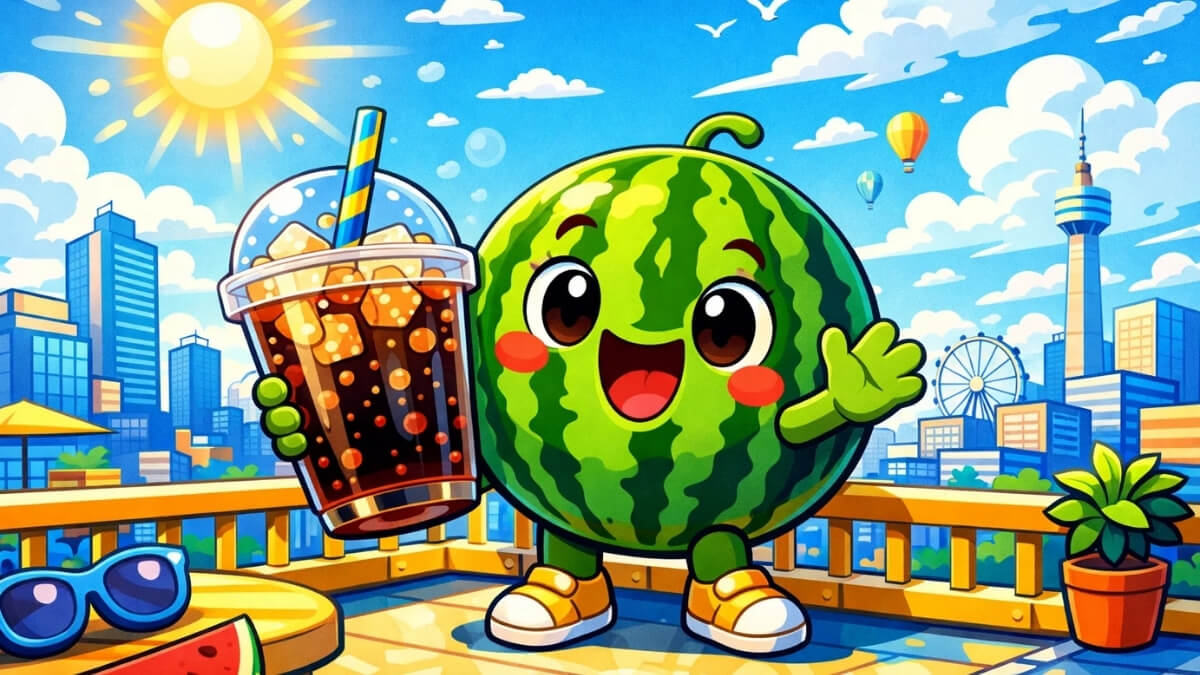 Hình nền quả dưa hấu cute phong cách anime