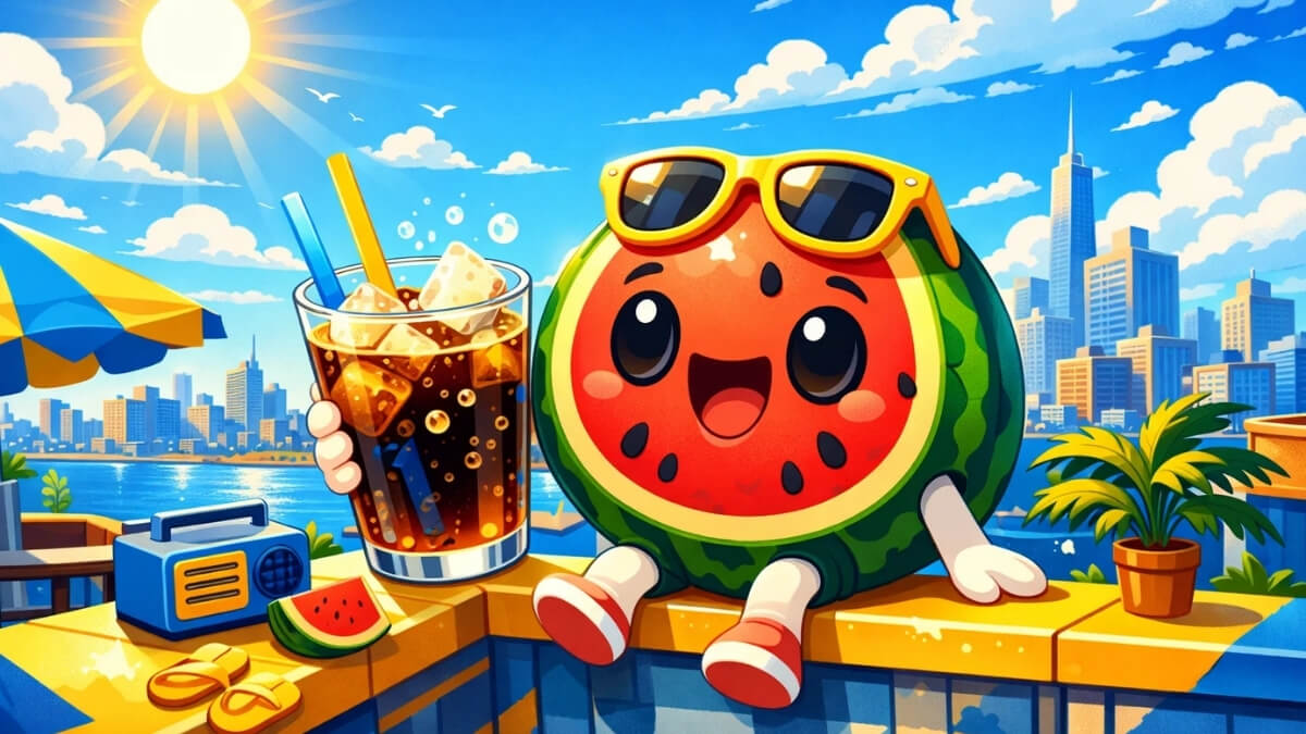 Hình nền quả dưa hấu cute đeo kính râm