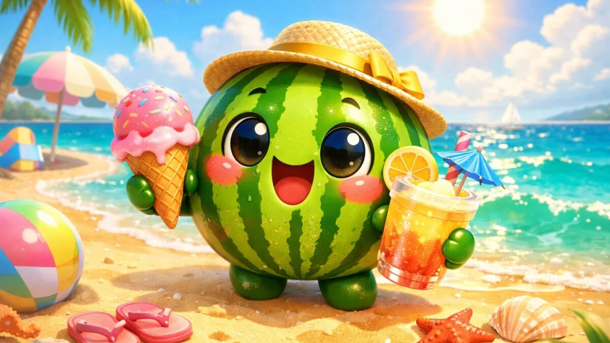 Hình nền quả dưa hấu cute giải nhiệt mùa hè
