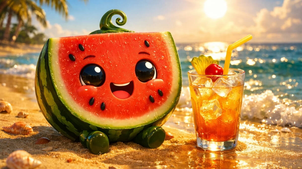Hình nền quả dưa hấu cute tươi mát