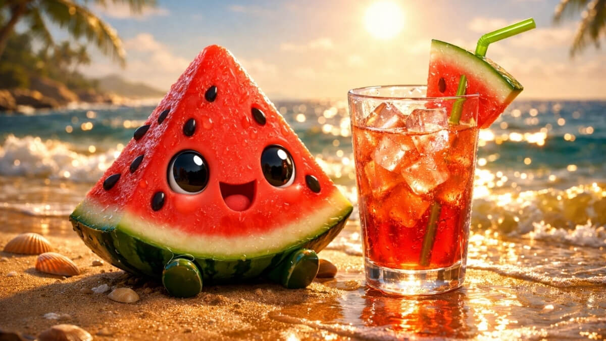 Hình nền quả dưa hấu cute mát lạnh cho mùa hè