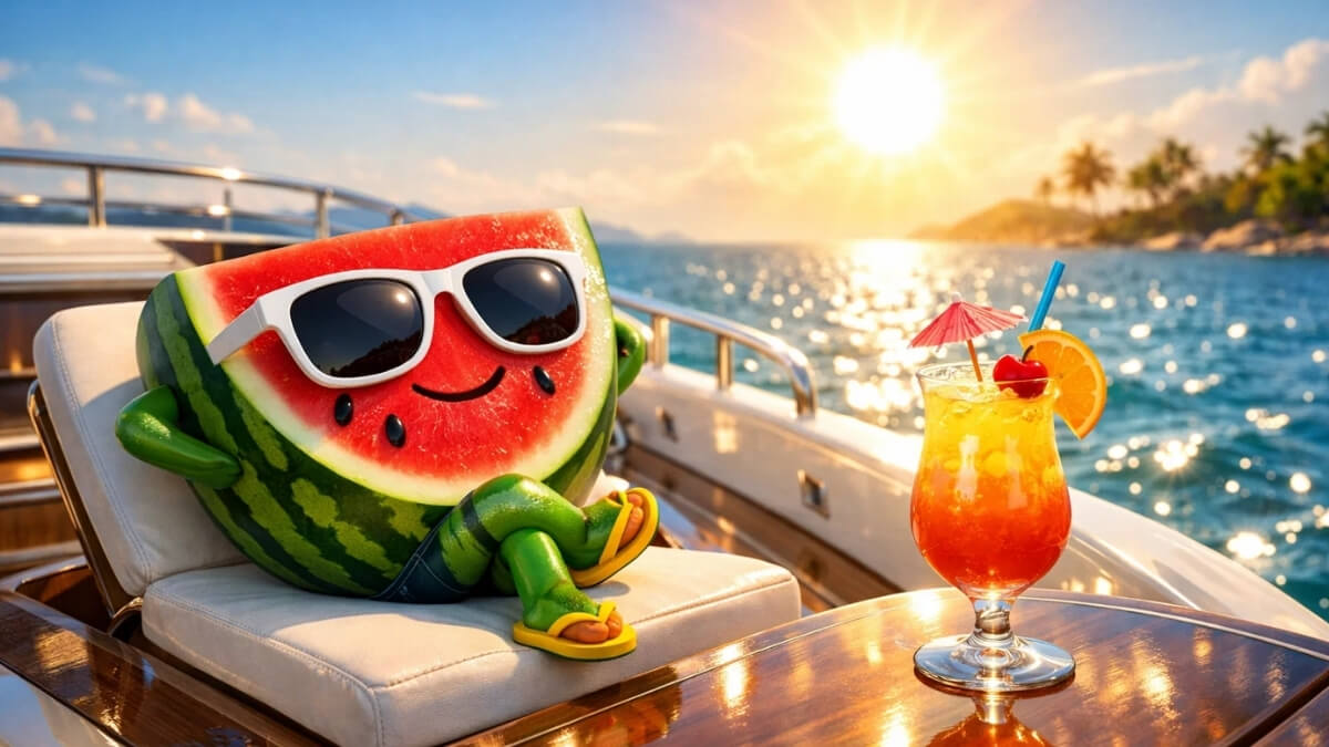Hình nền quả dưa hấu cute trên du thuyền