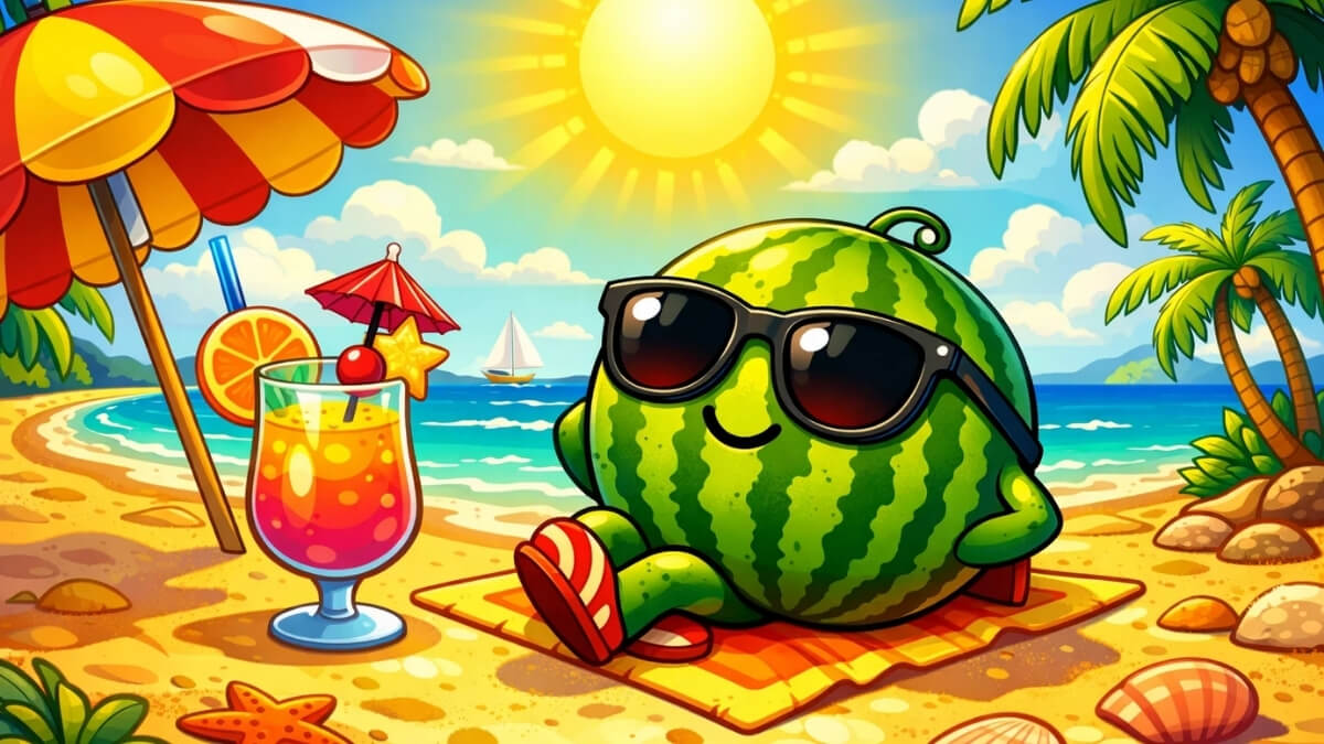 Hình nền quả dưa hấu cute đeo kính mát