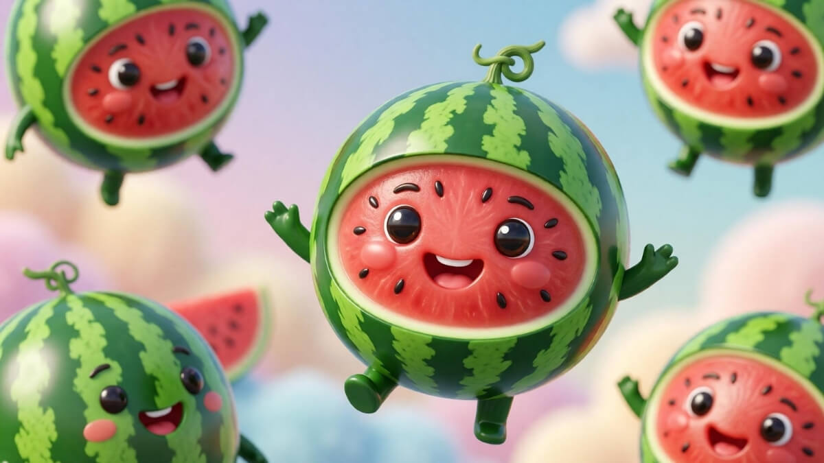 Hình nền quả dưa hấu cute chibi