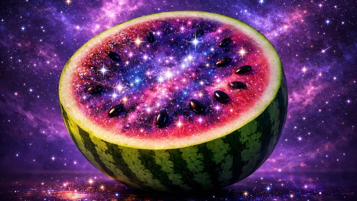 Background hình nền dưa hấu dải ngân hà tím