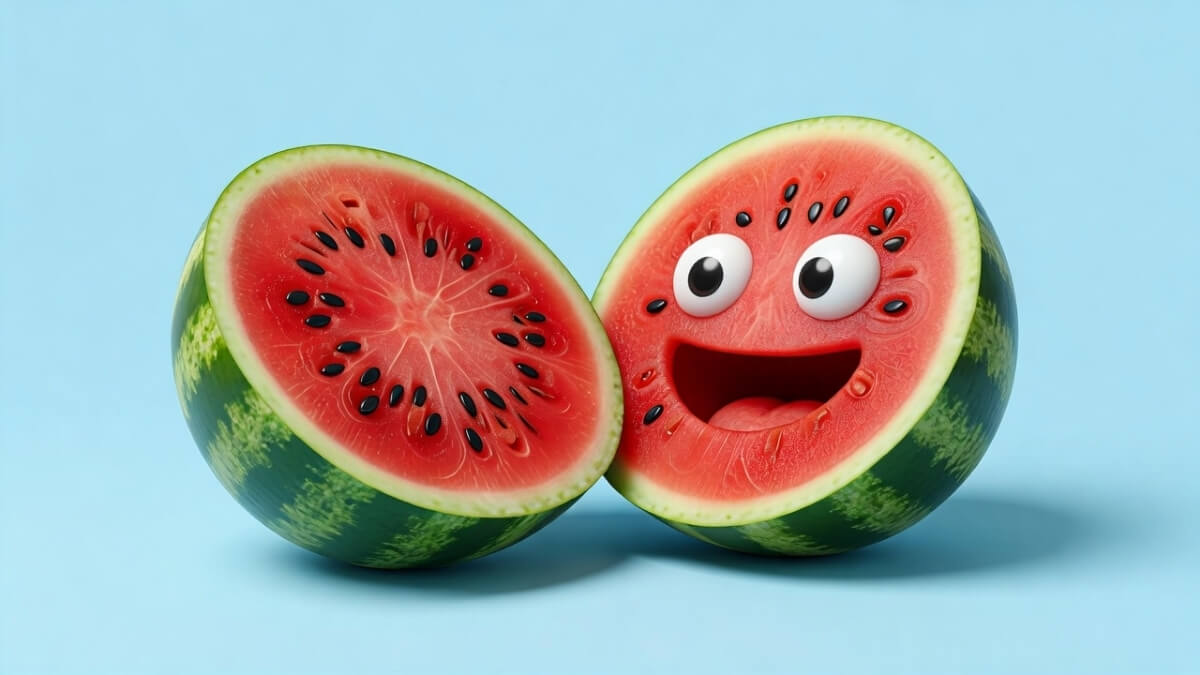 Hình nền quả dưa hấu cute cắt đôi