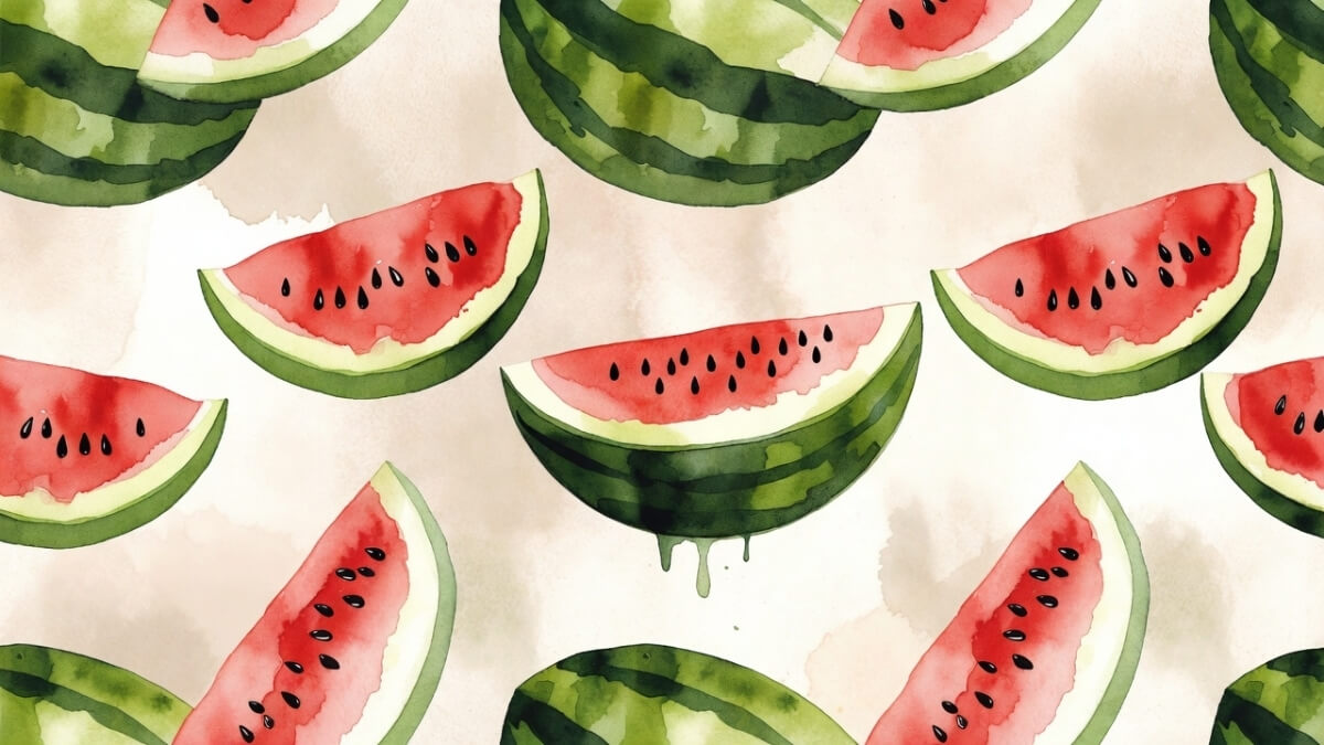 Hình nền quả dưa hấu cute pattern kiểu tranh vẽ