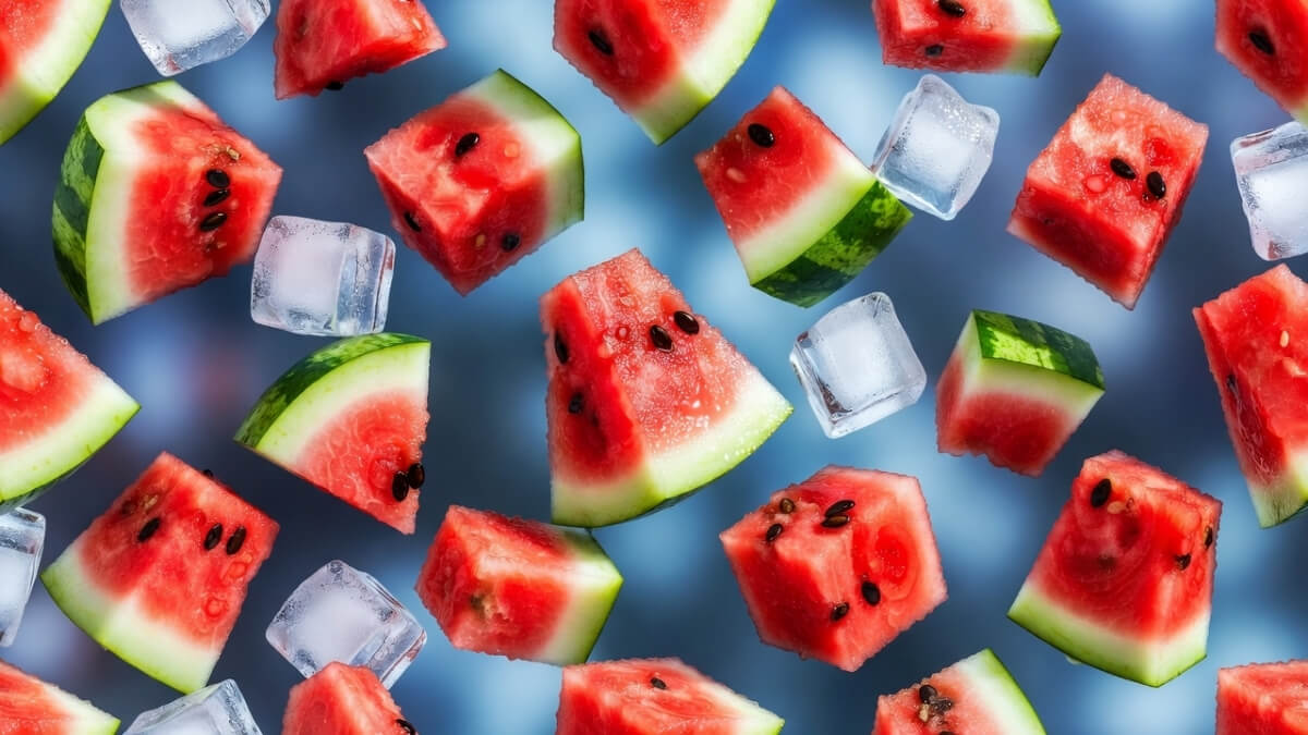 Hình nền quả dưa hấu cute và các viên đá