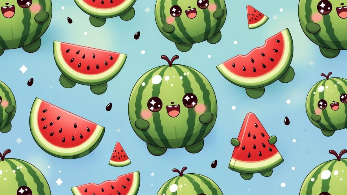 Hình nền quả dưa hấu cute pattern lấp lánh