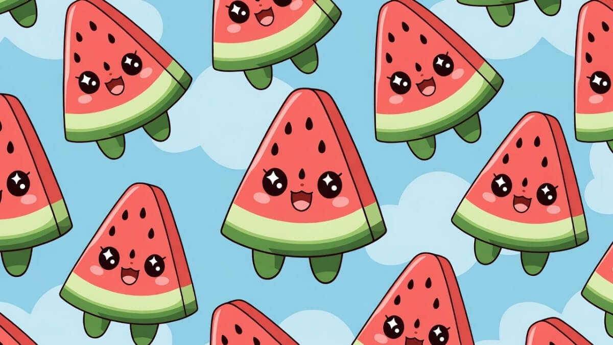 Hình nền quả dưa hấu cute mắt long lanh