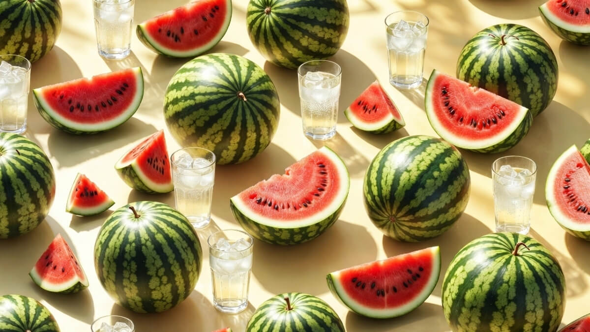 Hình nền quả dưa hấu cute pattern chân thực