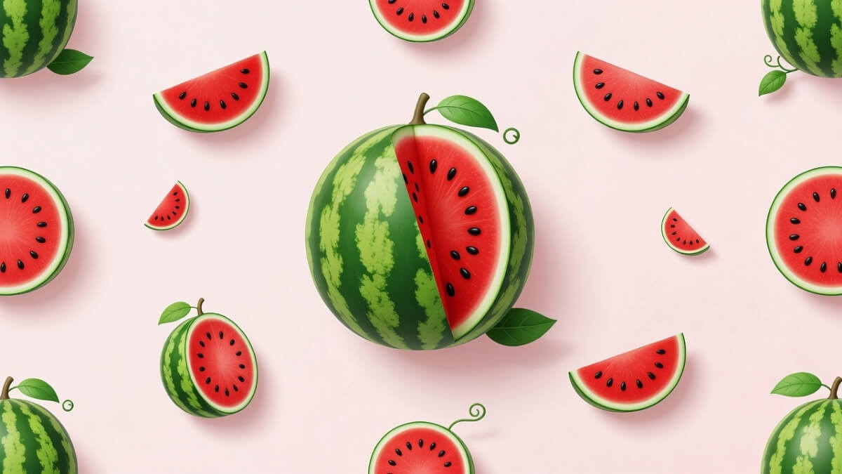 Hình nền quả dưa hấu cute bổ dở