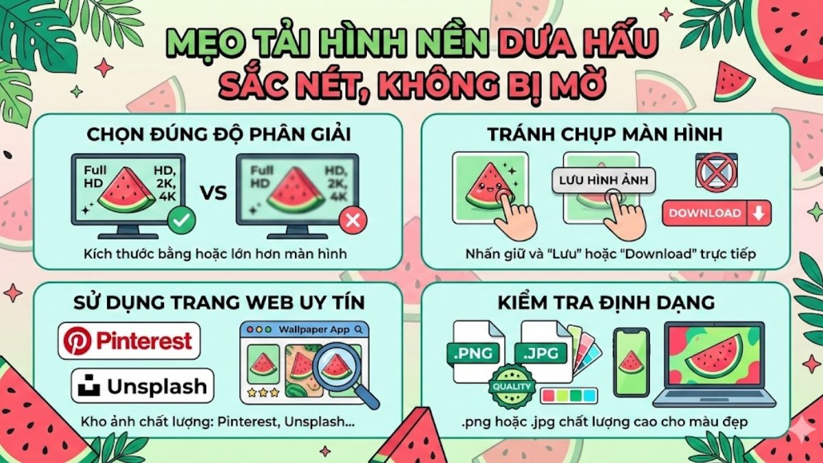 Mẹo tải hình nền quả dưa hấu cute sắc nét