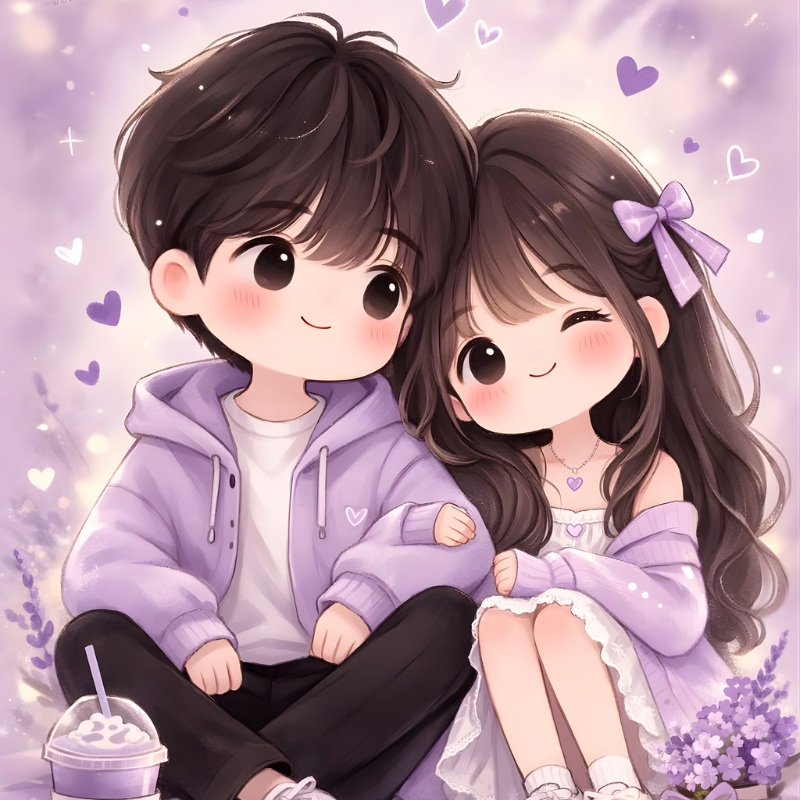 Hình nền tím cực đáng yêu cho couple