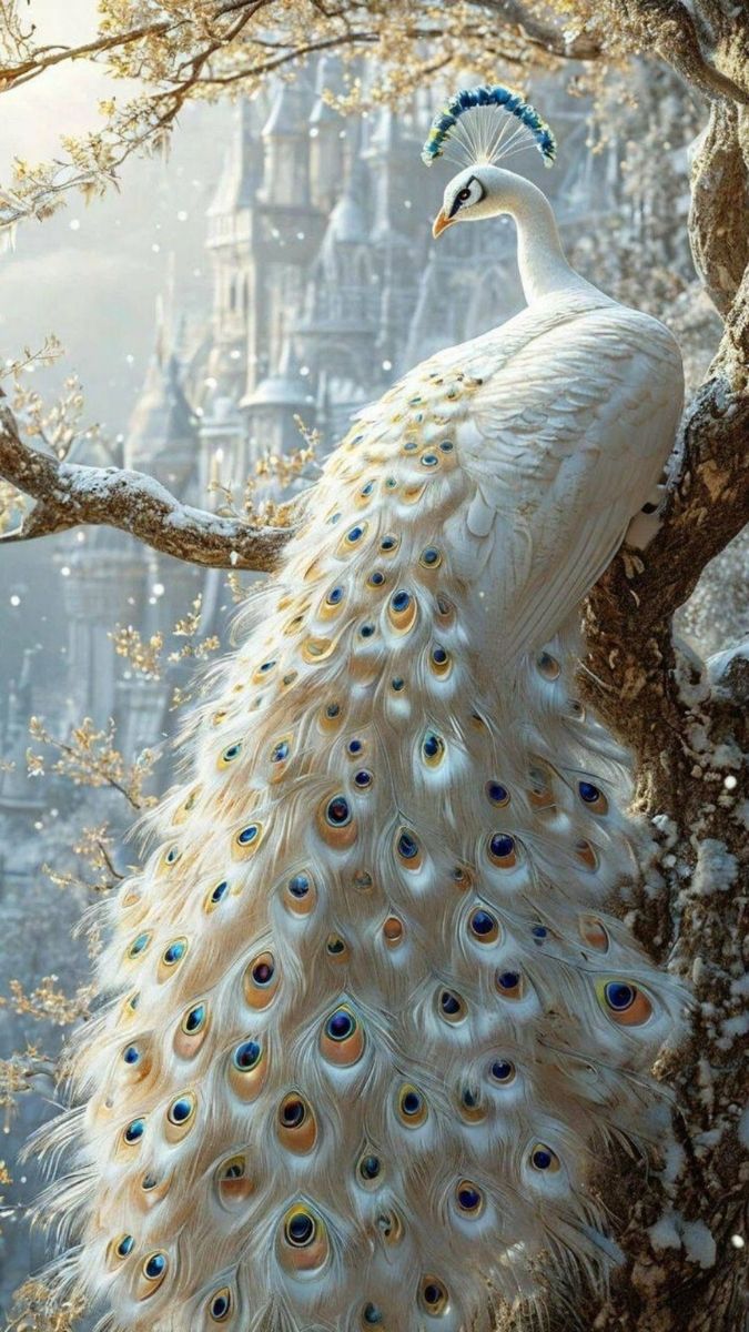 Hình nền khổng tước trắng 4K