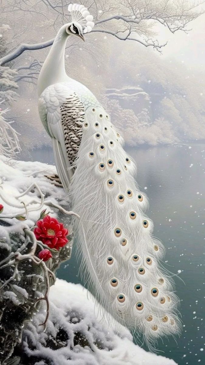 Hình nền khổng tước trắng có bộ lông đẹp